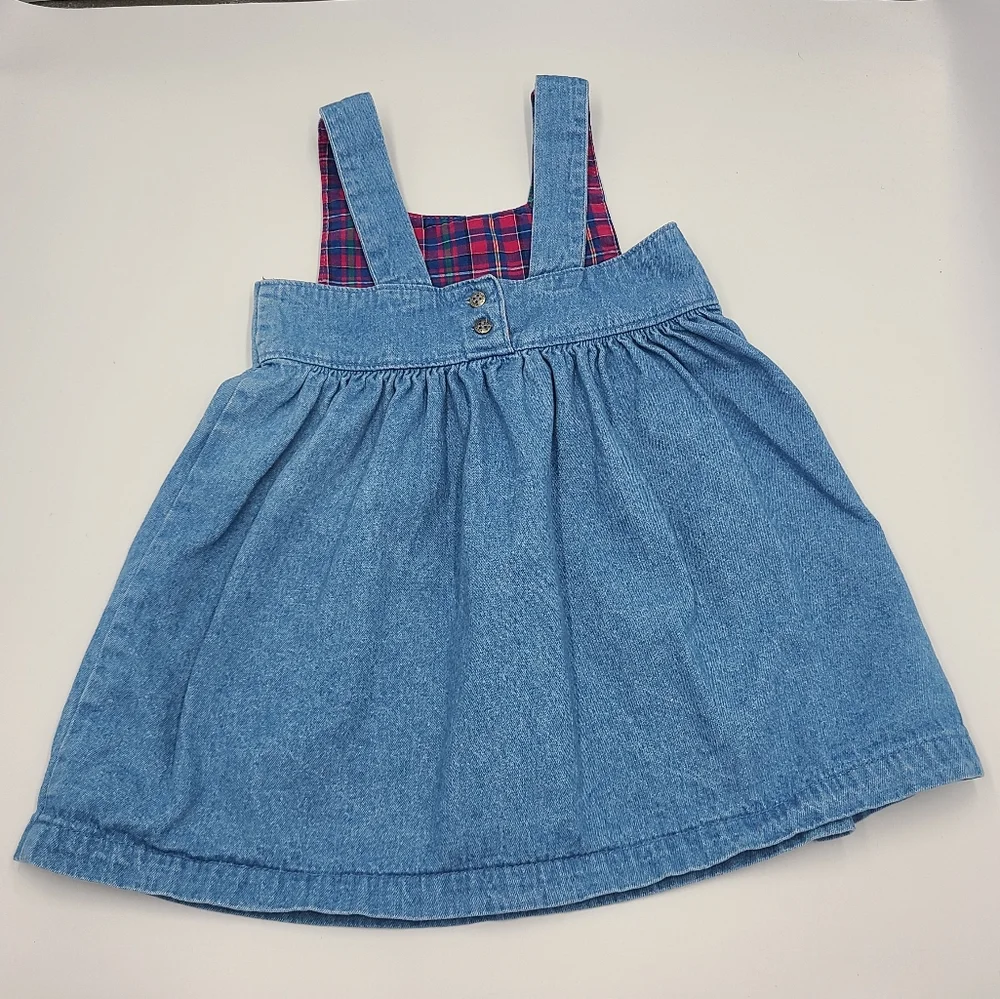 Vintage Oshkosh plaid heart denim jumper size 4T